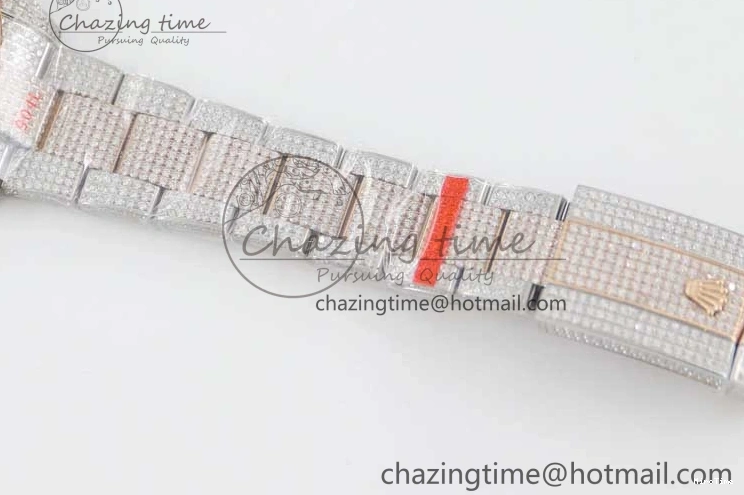 MiroTime 0601 Datejust 41 SS RG Full Diamonds TWF 1:1 Best Edition Diamonds Stick Markers Dial on Bracelet A Refined 2400